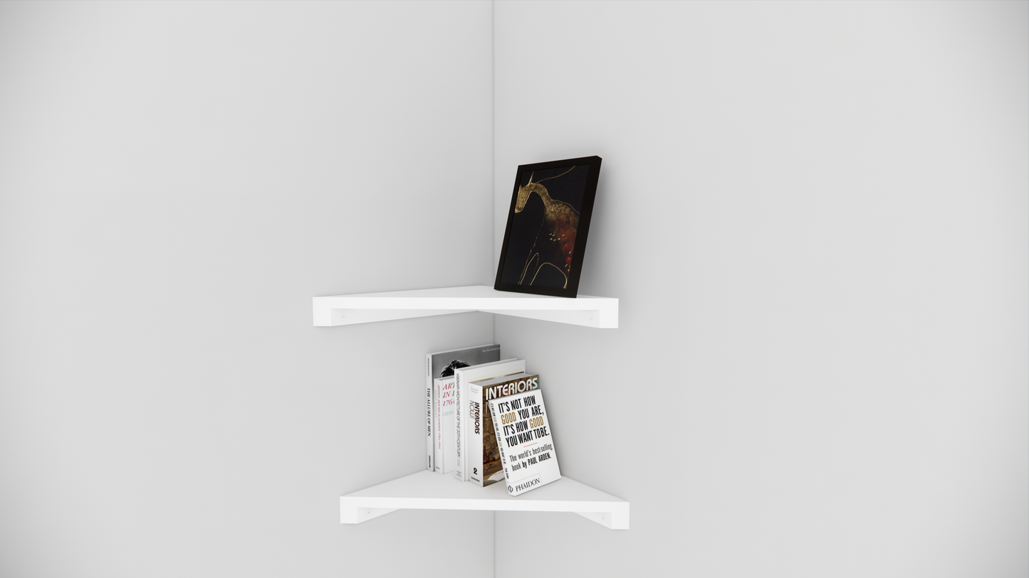 Modern Corner Wall Mounted Floating Shelf Set of 2