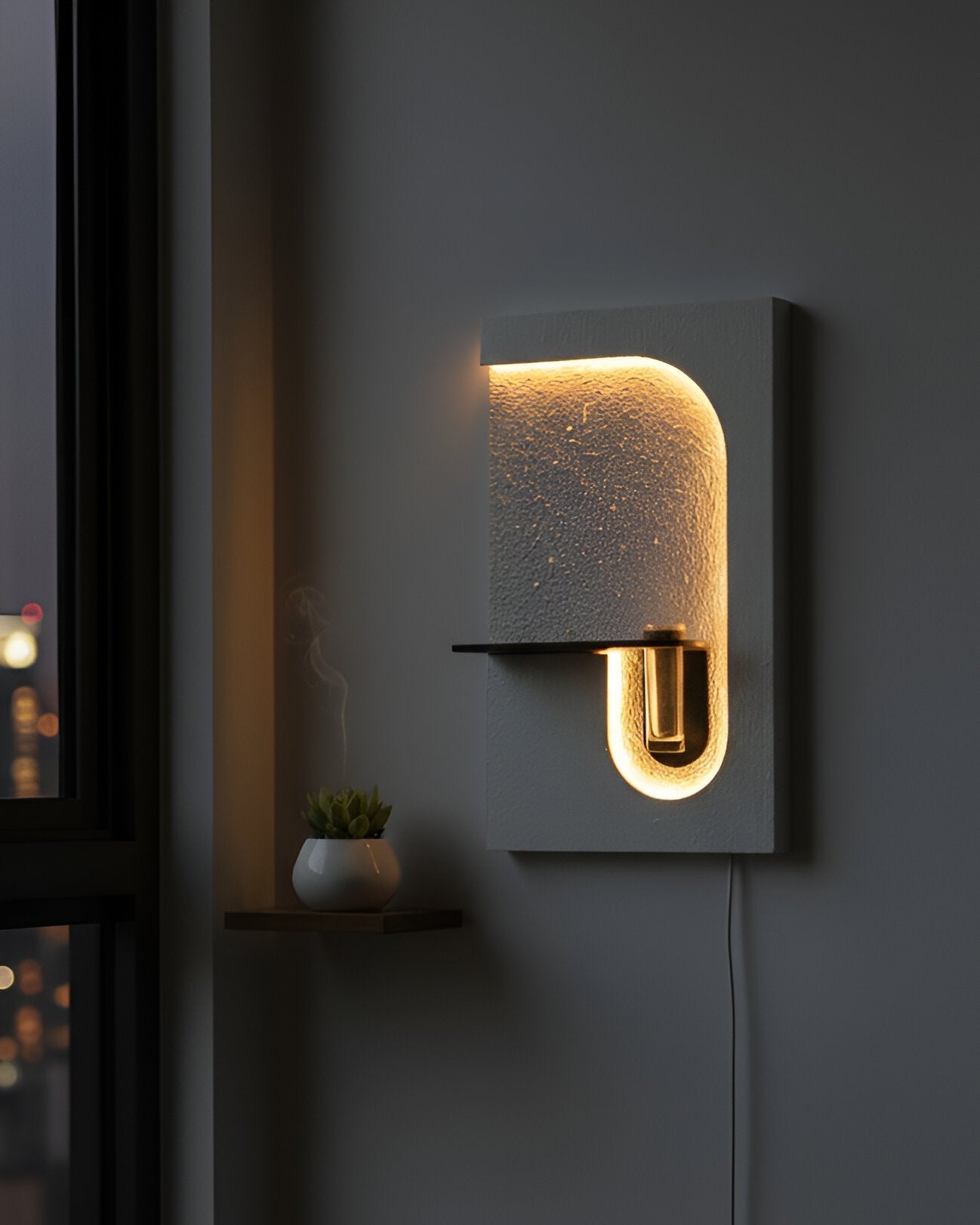 Modern LED Wall Mounted Flower Vase Light – U‑Shape Textured Panel DR Homes