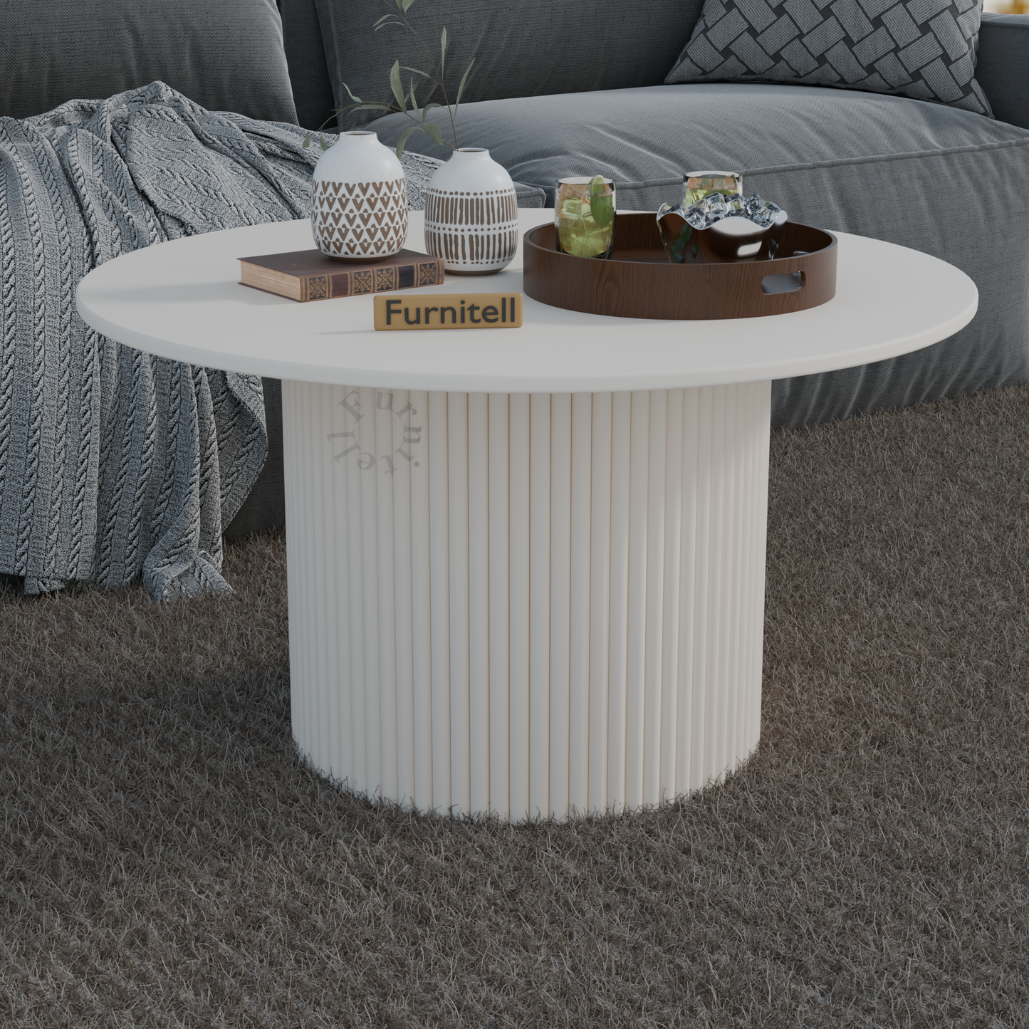 DR Homes Modern Round Solid Wood Coffee Table