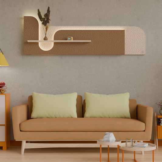 Modern Wooden Wall Shelf with LED Light