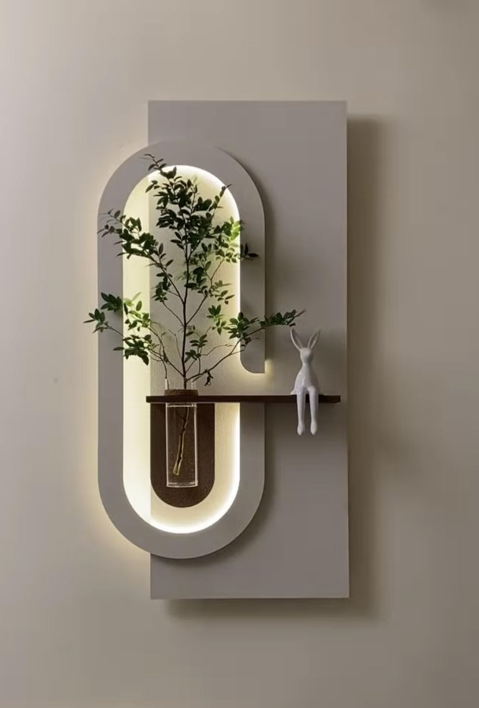 Sandstone Texture LED Wall Planter Panel with Glass Vase DR Homes