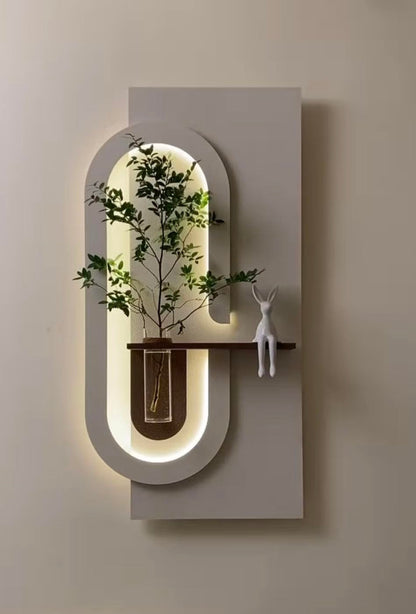 Sandstone Texture LED Wall Planter Panel with Glass Vase DR Homes
