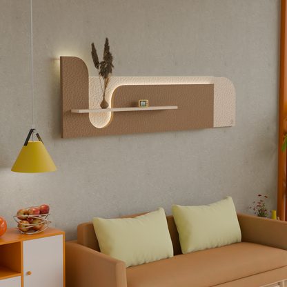 Modern Wooden Wall Shelf with LED Light
