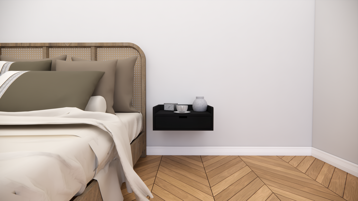 Modern Floating Nightstand with Drawer - Wall Mounted Bedside Table