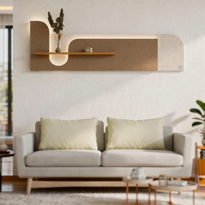 Modern Wooden Wall Shelf with LED Light