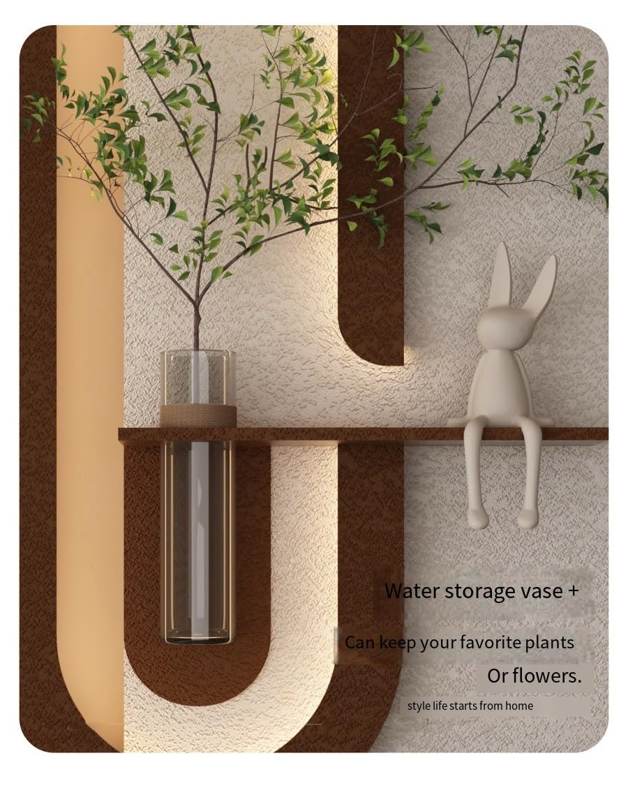 Sandstone Texture LED Wall Planter Panel with Glass Vase DR Homes