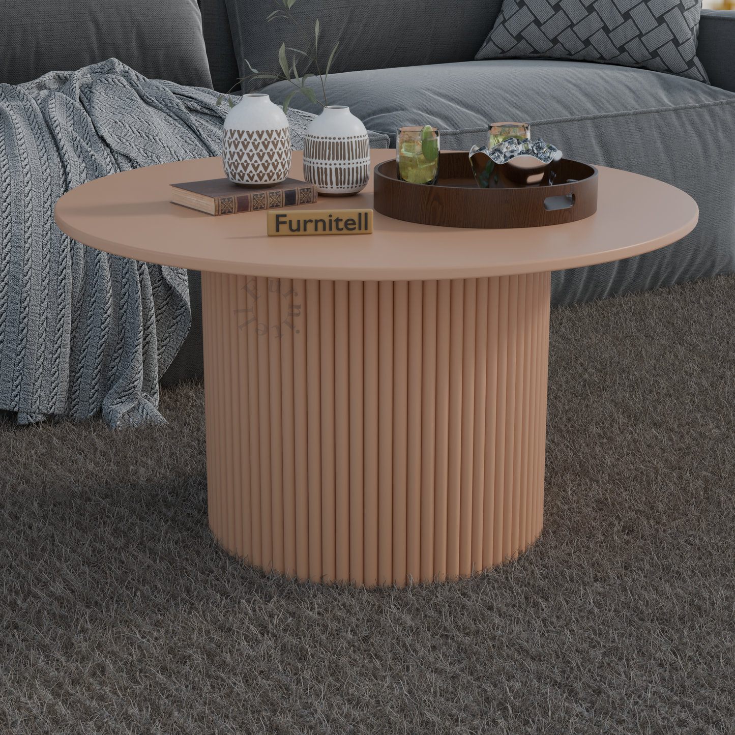 DR Homes Modern Round Solid Wood Coffee Table