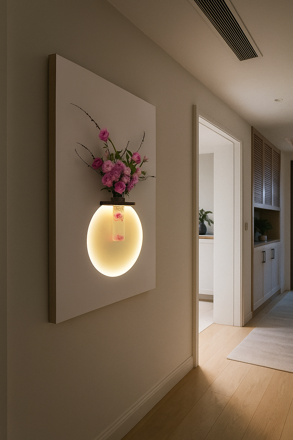Glowing Wall Flower Vase Frame with LED Backlight DR Homes