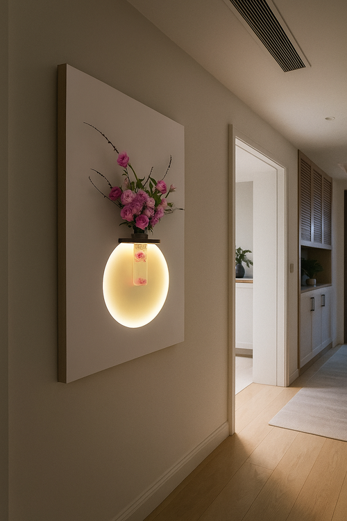 Glowing Wall Flower Vase Frame with LED Backlight DR Homes