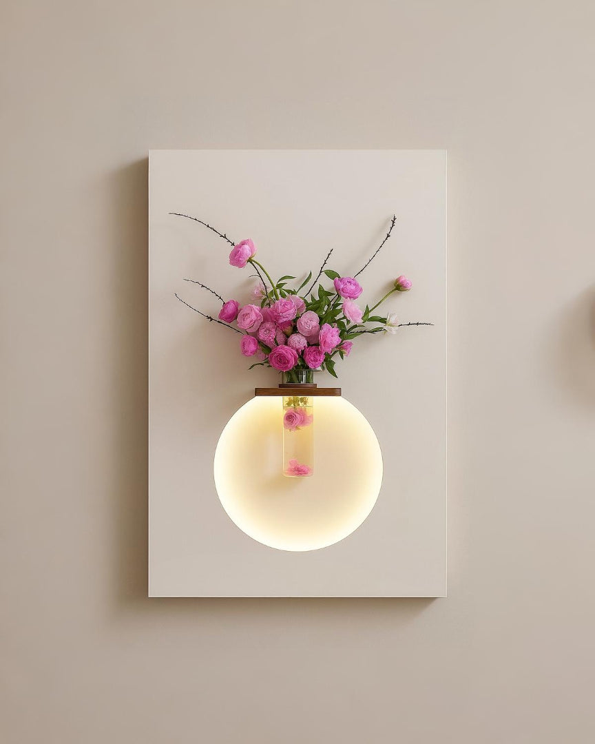 Glowing Wall Flower Vase Frame with LED Backlight DR Homes