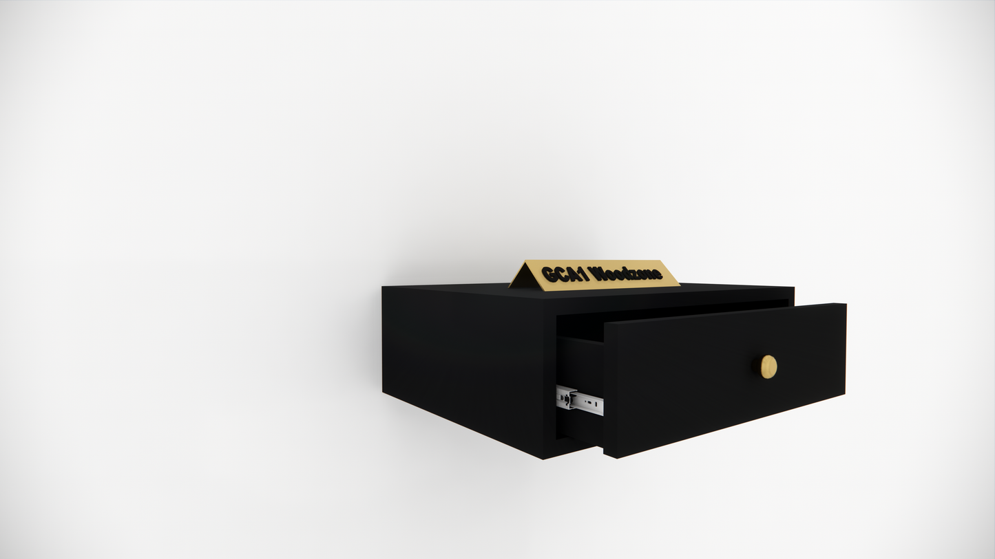 Wall Mounted Wooden Bedside Table with Drawer Storage for Bedroom