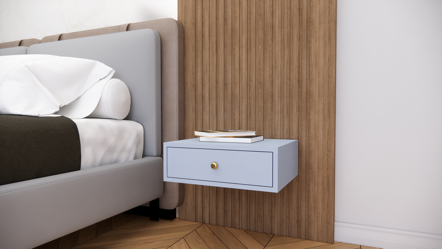 Wall Mounted Wooden Bedside Table with Drawer Storage for Bedroom