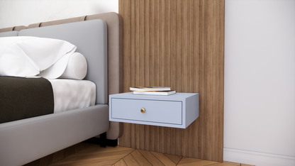 Wall Mounted Wooden Bedside Table with Drawer Storage for Bedroom