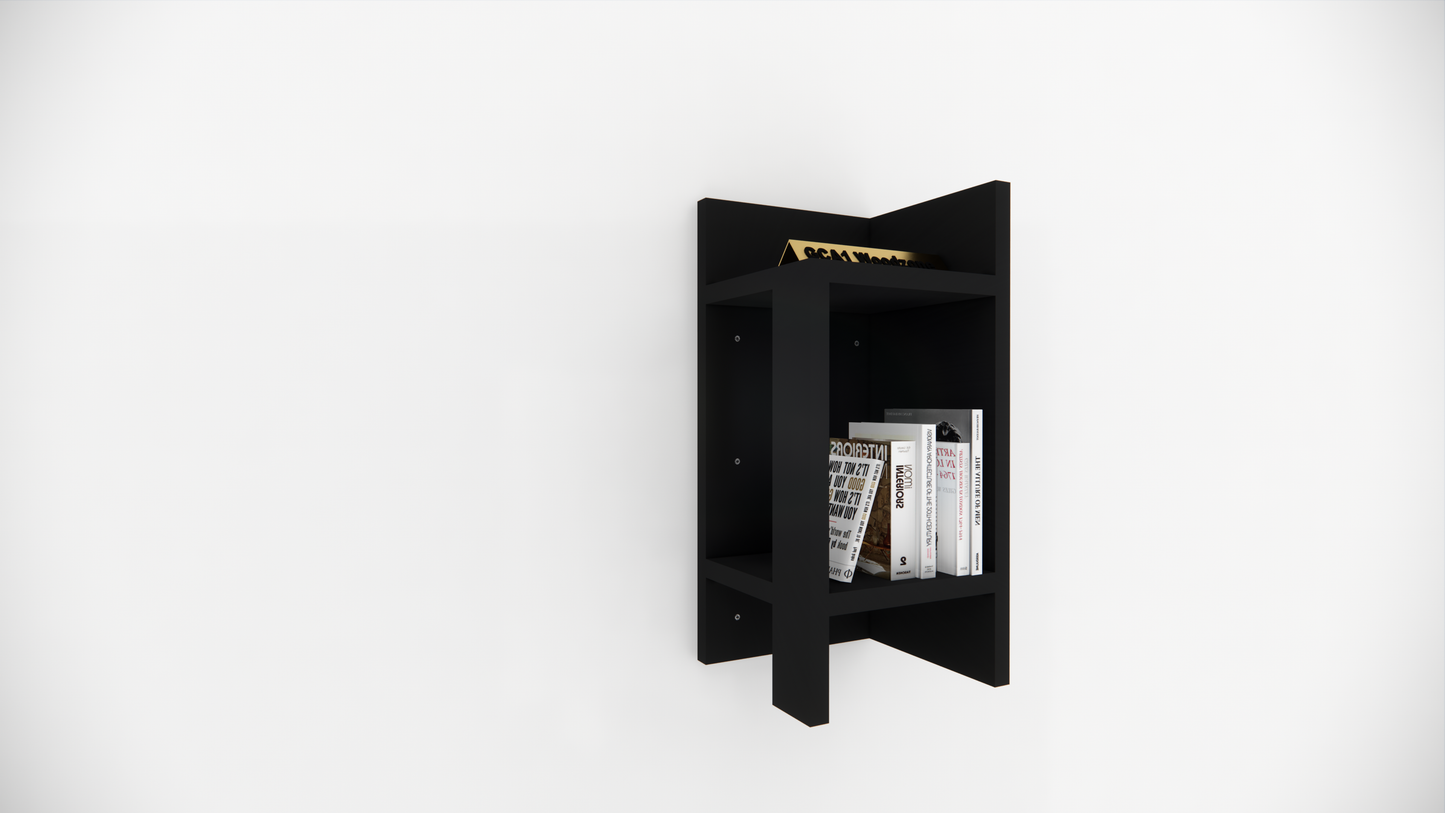 Modern Wooden Bedside Table with Open Storage Shelf for Bedroom