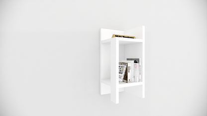 Modern Wooden Bedside Table with Open Storage Shelf for Bedroom