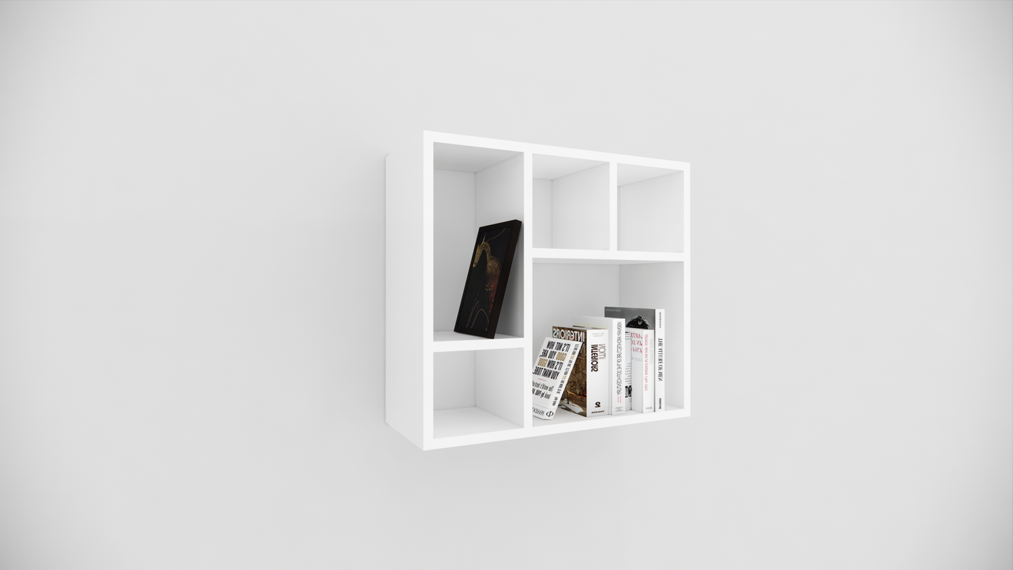 Modern 5 Compartment Wall Mounted Storage Display Shelf for Living Room