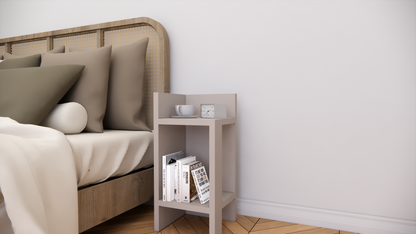 Modern Wooden Bedside Table with Open Storage Shelf for Bedroom