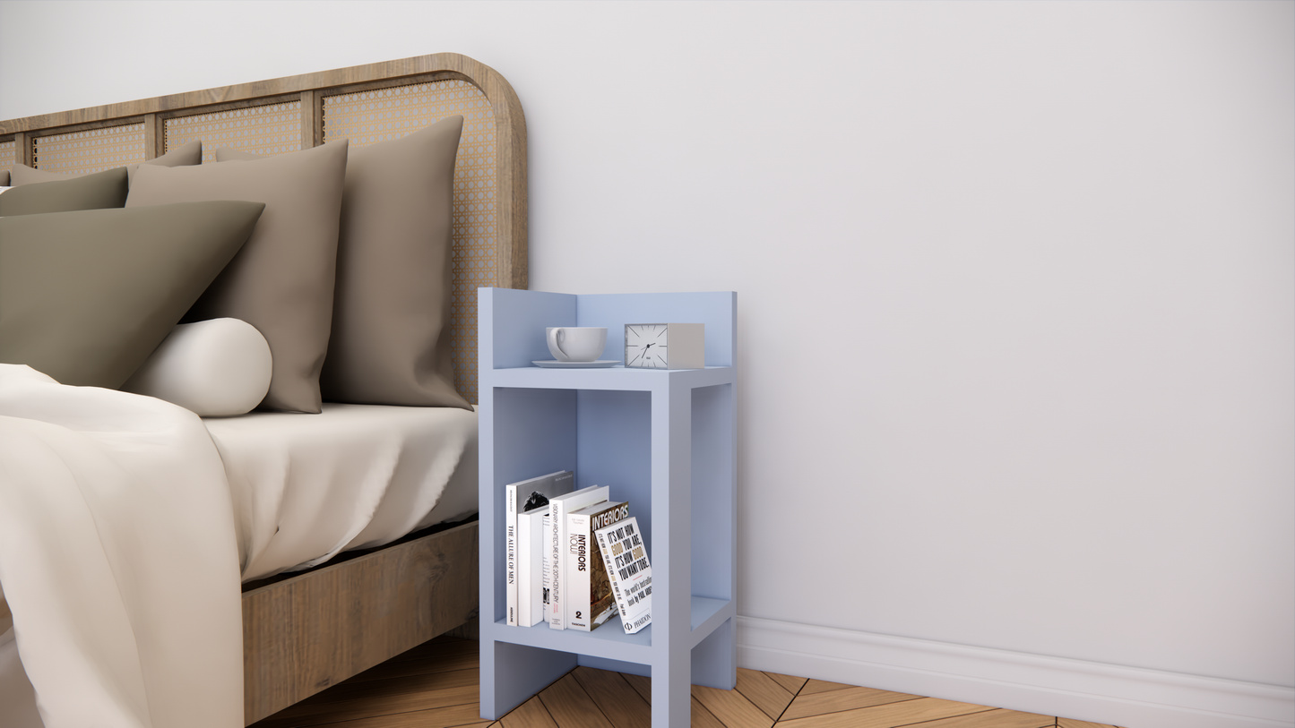 Modern Wooden Bedside Table with Open Storage Shelf for Bedroom