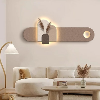 Modern LED Wall Mounted Arch Wall Art – Long Textured Panel Light DR Homes