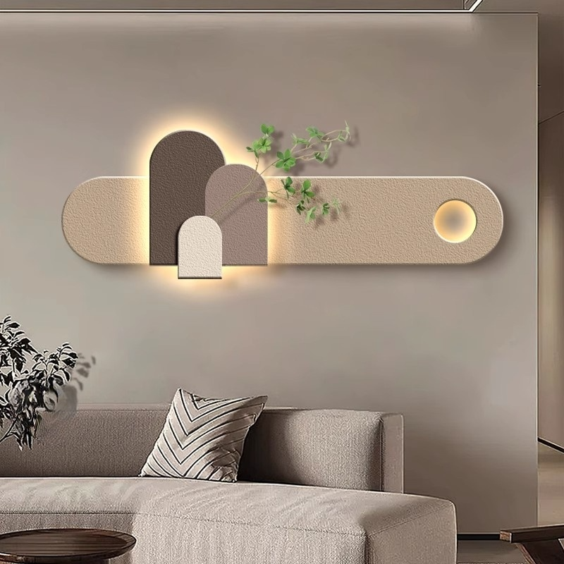Modern LED Wall Mounted Arch Wall Art – Long Textured Panel Light DR Homes