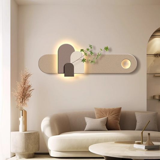 Modern LED Wall Mounted Arch Wall Art – Long Textured Panel Light DR Homes