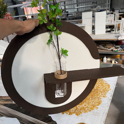 Round Sandstone LED Wall Planter with Shelf DR Homes